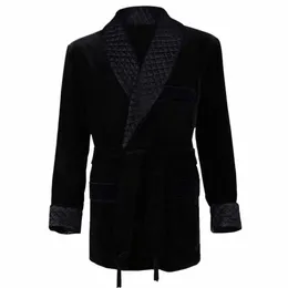 Black Smoking Blazer Double Breasted Shawl Lapel Casual Outfits Daily Jacket 1 Piece Veet Luxury High Quality Clothing 2024 L74S#