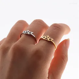 Klusterringar justerbar storlek fingerring rostfritt stål anelli donna läcker mini origami båt för kvinnor män punk smycken bff