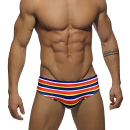 Ternos acolchoados homens maiô briefs cor listras troncos de natação masculino respirável banho sunbath banho pushup almofada natação terno praia