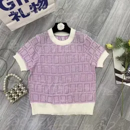 24SS Womens Designers Knit Sweaters T Shirts Designer randiga brev ärmlösa toppar Knits modestil damer tröja