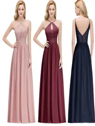 Real Image Sexy Halter Keyhole Neck Cheap Evening Dresses Chiffon Lace Floor Length Long Formal Occasion Wear Prom Party Gown CPS18608569