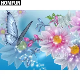 Acessórios homfun quadrado completo/broca redonda 5d diy pintura diamante "flor borboleta" bordado cruz 5d decoração de casa presente a02497