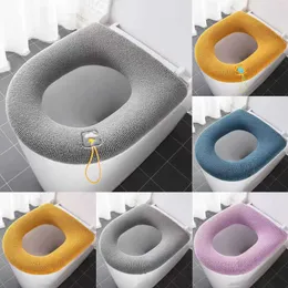 2024 O Shape Universal Winter Toilet Seats Cover Closestool Mat Washable Bathroom Accessories Knitting Keep Warm Soft Toilet Seat