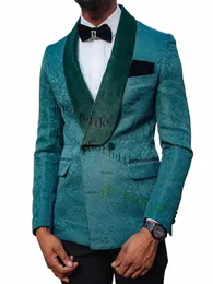 Thorndike Men Jacquard Suit Slim Fit Dwuzro -piersiowe garnitury ślubne dla mężczyzn Formalne garnitury balowe Tuxedo 2 sztuki Blazer Pants