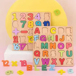 Intelligenzspielzeug Bunte Alphabet-Zahlen-Holzpuzzles für Kinder Intelligentes Matching-Spiel Vorschulkinder Frühes Lernspielzeug 24327