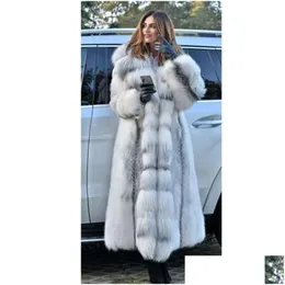 Женское пальто из искусственного меха, зимнее модное теплое длинное пальто больших размеров с капюшоном, свободная одежда с открытой строчкой, Прямая доставка Dhmri
