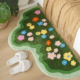 Mattor fluffigt matta för vardagsrum oregelbundna mattor bossa sovrum sovrum golvmattor blommor anti slip ingång dörr matta hem dekoration