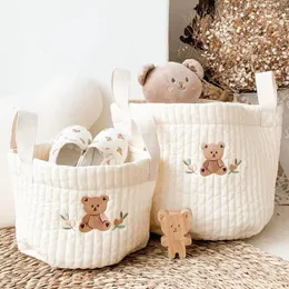 Storage Bags Baskets Decorative Organizer Bins Tote Bag Handbag With Embroidery For Diapers Bottles Towels Toys Baby Clothes