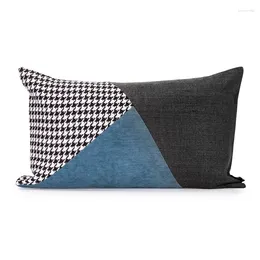 Pillow Nordic Luxury Cover 30x50cm Home Decor Solid Blue Black Plaid Sofa Case Living Room Chair S Covers