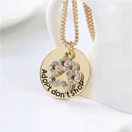 Pendant Necklaces Adopt Dont Shop Animal Lovers For Women Crystal Cat Dog Claw Box Chains Shelter Pet Rescue Fashion Jewelry Gift Drop Dh97E