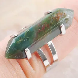 Klusterringar Vackra smycken Party Natural Stone Alger Agate Gem Reiki Chakra Justerbar ring för kvinnor Gift IX3035