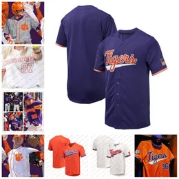 Austin Gordon Joe Allen Custom Clemson 야구 저지 Jackson Lindley Nick Clayton 39 Ethan Darden Tristan Smith 3 Caden Grice 스티치 Clemson Tigers Jerseys