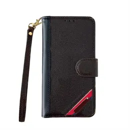 6 Kartenhalter Designer -Telefonhüllen für iPhone 15 15pro 14 14pro 13 13pro 12 Pro Max Leder Deluxe Wallet Telefonabdeckung mit Armband