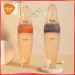 Baby Bottles# BBET Squeeze Feeding Bottle Silicone Newborn Infant Training Rice Spoon Infant Glutamate Food Supplement Safety Label L240327
