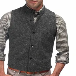 Gilet da uomo in misto lana Gilet da sposo da sposa Gilet invernale slim fit Busin Gilet con maniche Steampunk Gilet X2vO #