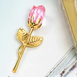 Crystal Glass Rose Flower Craft Party Supplies Wedding Valentine's Day Gifts التذكارية زخارف الزخارف 11 LL