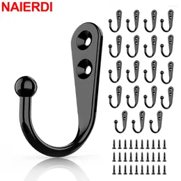 Hooks NAIERDI 20Pcs Vintage Hangers Hook Black Wall Mounted Coat Metal Small With Screws For Hanging Hat Key