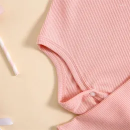 Conjuntos de roupas Mandizy nascido bebê menina roupas de verão cor sólida malha com nervuras romper tops e shorts conjunto 2pcs outfit