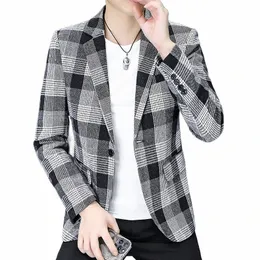 2023-New Men 's Fi Busin Gentleman Elegant British Style S Slim Casual Trend Offication Wedding Korean Versi Blazer T8oe#