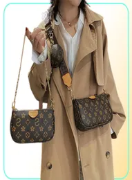 Комплекты 3 в 1, женская сумка через плечо, 2021, модная классическая сумка через плечо с принтом, сумки-мессенджеры с цепочкой, женские модные кошельки9543234