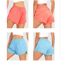 LU LU LEMONS Yoga Short Women LL Outfits Lined Running Shorts with Zipper Pocket Gym Ladies Casual Sportswear for Girls Exercise Fiess high