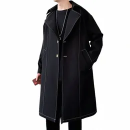 Top Qualität Männer Chic Linie Trenchcoat Herbst Einreiher LG Trenchcoat Männliche Feste Farbe Schwarz/Reis Weiß jacke Mäntel X5un #