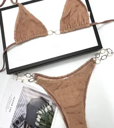 Spitze Mesh Sexy Textil Unterwäsche für Frauen Hohl Brief Kette Bikini Urlaub Strand Sonnenbaden Bikinis Rückenfreie Bandage Solide Col4000655