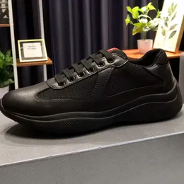 Americas Cup Sneakers Men Luxury Shoes Herr Trainers Designer Läder utomhus Lätt lättvikt Flexibel grå svart vit lackerad finish Spetssko