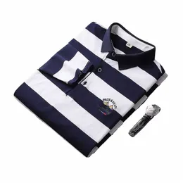 Män Autumn Winter Classic Striped Polo Mens Cott LG-ärmad broderad busin Casual Spring Polo Shirt Male Dropship Q4BI#