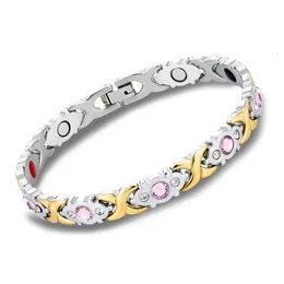 Bracciale magnetico da donna alla moda semplice a forma di cuore tra gioielli alla moda con strass viola per regali di festa per ragazze 240313