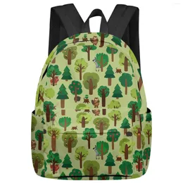 Mochila floresta animais dos desenhos animados telha feminina mochilas adolescentes estudante sacos de escola portátil das mulheres dos homens do sexo feminino mochila de viagem