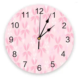 Wall Clocks Cherry Blossom Pink Flower Print Clock Art Silent Non Ticking Round Watch For Home Decortaion Gift