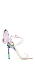 شحن السيدات مجانا براءات الاختراع الجلدية CM عالية الكعب مطرز الفراشة Sophia Webster Open Toe Sandals One Li