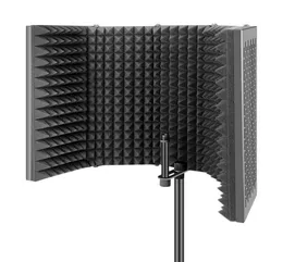 Escudo de isolamento de microfone de estúdio dobrável, 5 painéis, espuma acústica, absorção de som para gravação, transmissão ao vivo, 3855107