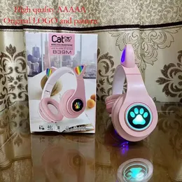 B39M Orecchie di gatto (pane a forma di orecchie di gatto al vapore) Auricolare Bluetooth Wireless Headworn Cat Paw Light Pieghevole Nuovo dritto