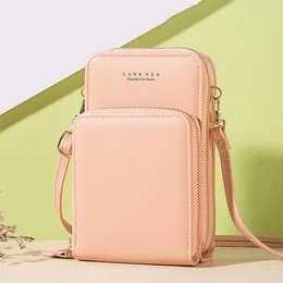 Sacos de ombro bolsa feminina couro para mulheres único cinto marca celular uso diário titular do cartão mini carteira verão