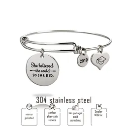 Charm Bracelets She Believed Cod So Did For Women Bachelor Cap Expandable Wire Bangle Fashion Inspirational Jewelry Drop Delivery Dhwfl