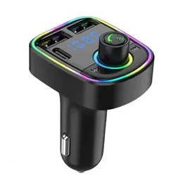 Upgrade FM Transmitter PD Type-C Dual USB 3.1A Fast Charger Colorful Ambient Light Handsfree Mp3 Modulator Player Car Bluetooth 5.0 Upgrade