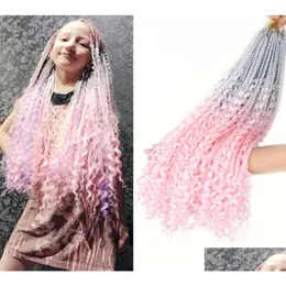 Synthetic Hair Extensions Goddess Cloghet Braids 22Quot Bohemian Box Braiding Grey Blue Pink Messy 12 Strandspc1653175 Drop Delivery P Dhtvv