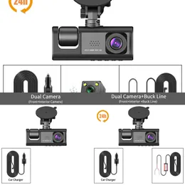 Upgrade 3-kanałowy samochód DVR HD 1080p 3-soczewki Wewnątrz pojazdu Dash Camthree Way Camera DVRS Rejestrator wideo Kamera Dashcam Cammer