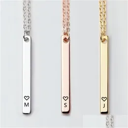 Pendant Necklaces New Initial Letter Bar Lariat For Women Men 26 English Alphabet Heart Y Shape Chains Choker Fashion Jewelry Gift Dro Dhehe