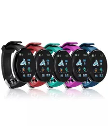 D18 relógio inteligente masculino feminino pressão arterial redonda pulseira inteligente à prova dwaterproof água esporte relógio inteligente rastreador de fitness para telefone android ios9846150