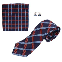 Party Decoration Men's Neckties Fine Texture Classic Lattice Mens Tie Set For Group Activity Meeting Business