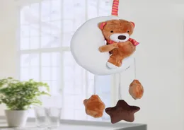 Moon Bear Baby barnvagn hängande rattle leksaker plysch mobil spädbarnsbädd leksaker lather crib musik bil hängande6365952