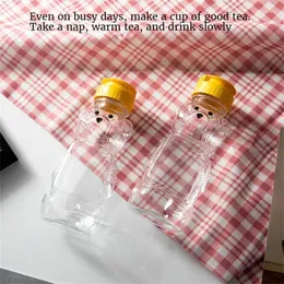 Storage Bottles Portable Transparent Water Cup Cute Bear Plastic Bottle Creative Students Children Honey Squeeze Cream