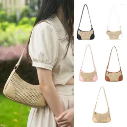 Totes Hollow Straw Woven underarm Bag pu läder stor kapacitet dumpling axel koreansk stil all-match väv handväska