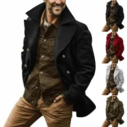 New Men 's Double Breasted Woolen Woolen Coat Winter Trench Coat LG Male's Over Quality Man Wool Jackets Outdoor Windbreaker i8ob#