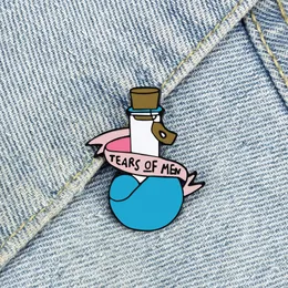 Blue Drift Bottle Emamel Pins Citat Brev Tårar av män Brosch Cartoon Creative Custom Badge Friends Presentväska LAPEL PIN -smycken