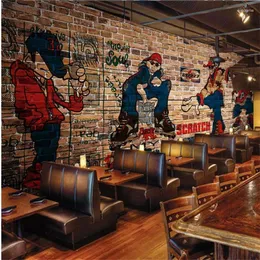 Wallpapers Wellyu Papel Parede Custom Wallpaper Hip-hop Art Street Graffiti Nostalgic Dining KTV Backdrop For Living Room