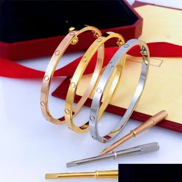 Bracciale 4mm sottile 6Th acciaio al titanio classico designer donna uomo amore Sier18K oro vite cacciavite chiodo braccialetti braccialetto coppia gioielli Otnuq